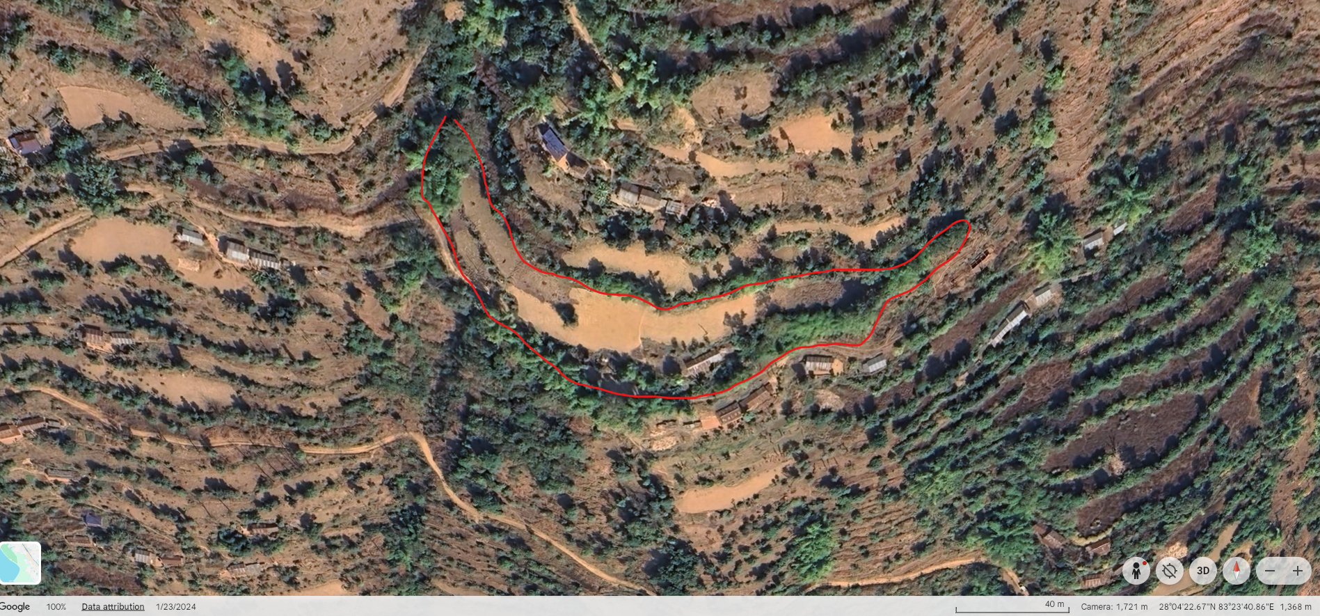 Actual land location of the Rupakot coffee plantation